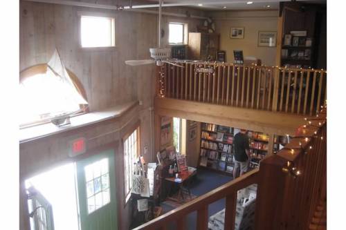 owl turtle bookshop interior camden maine