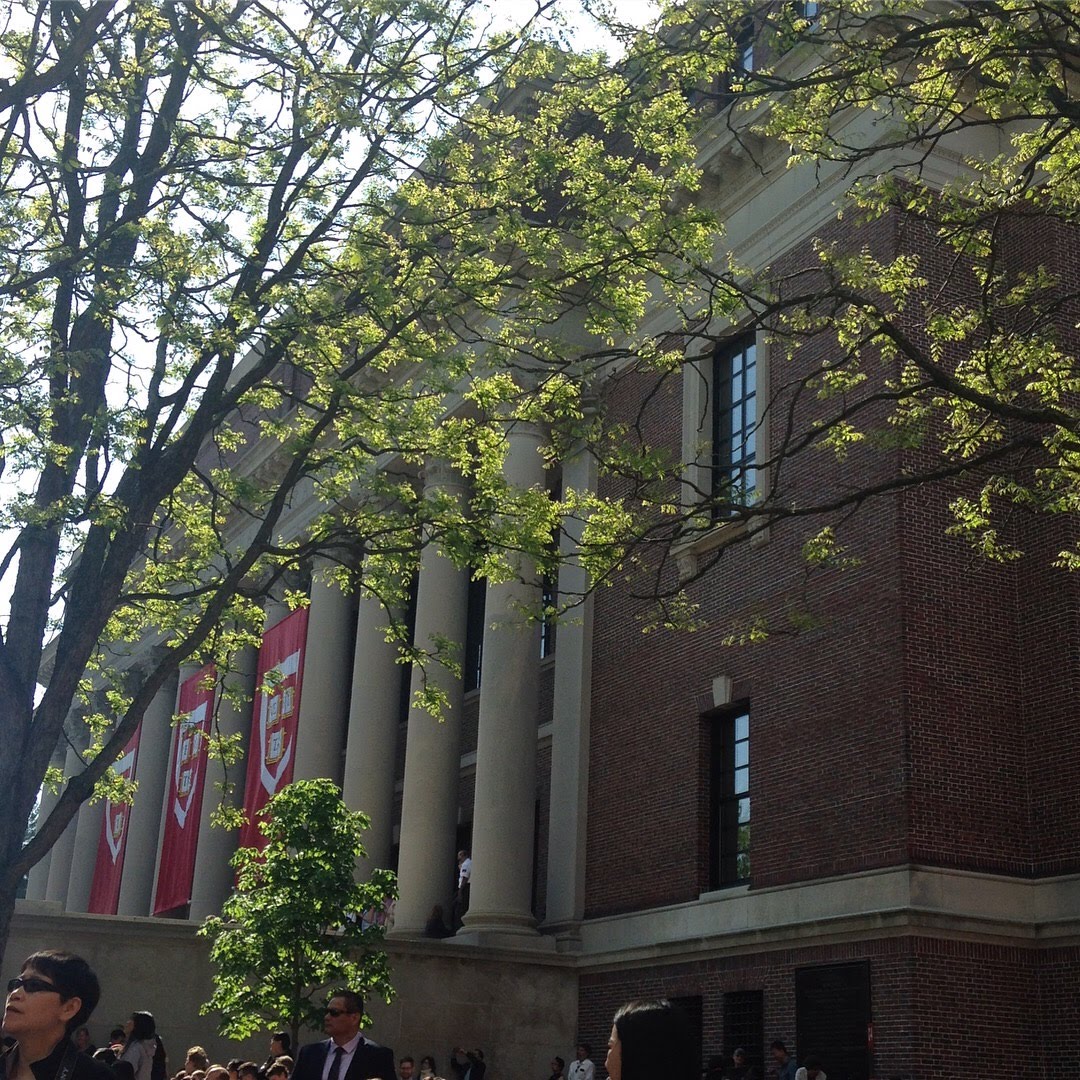 harvard widener library commencement banners